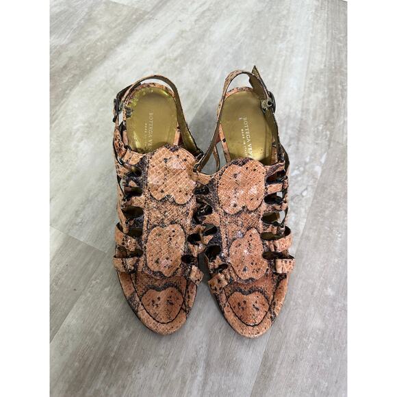 Bottega Veneta Snakeskin Strappy Heels Size 37 - Picture 2 of 12